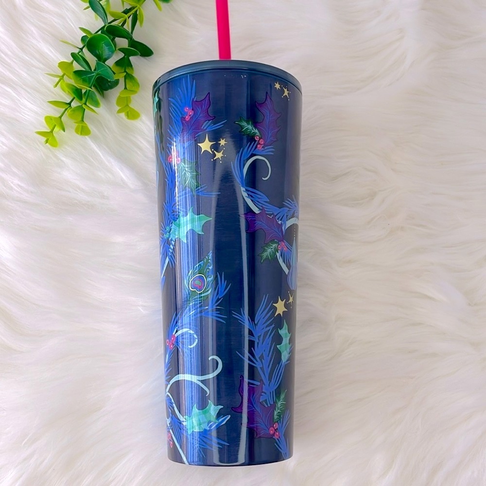 Starbucks Holiday 2024 Blue Pine & Feather Tumbler - Picture 3 of 7